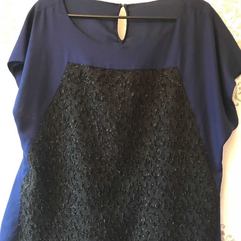 2x dress shirt royal blue with black